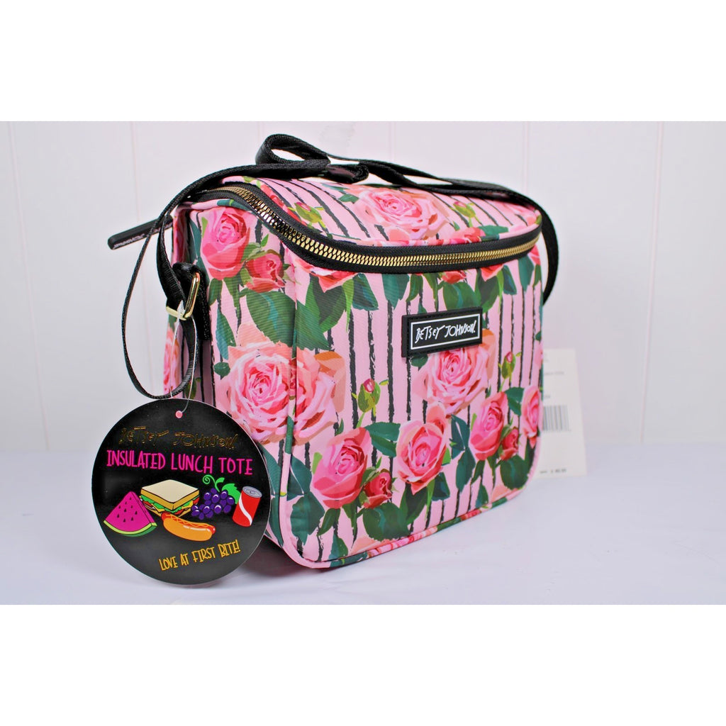Betsey Johnson Rose Isolated Cube Lunch Tote Medium.