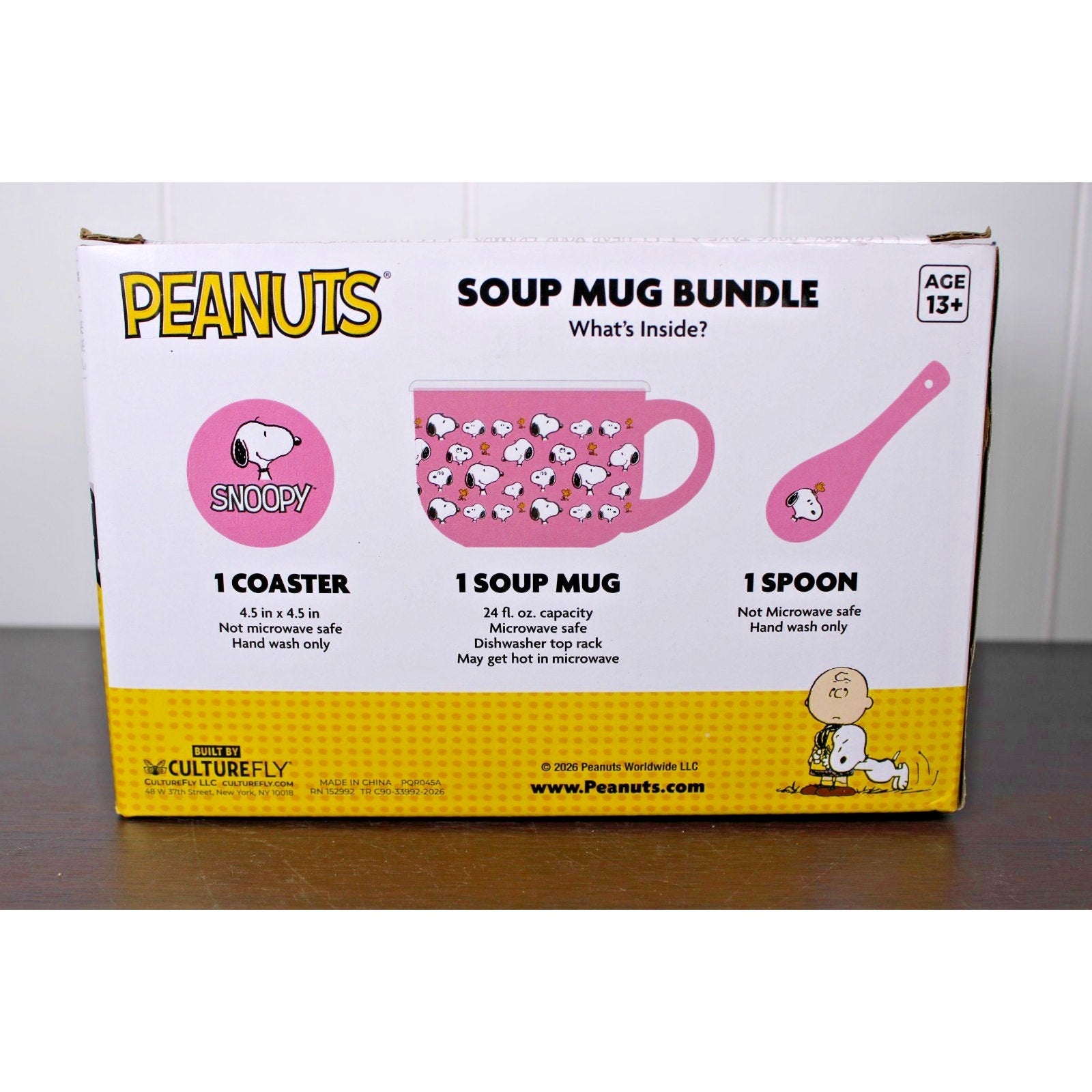 Peanuts Snoopy Soup Mug Bundle 24floz, Coaster, Spoon & Soup Mug