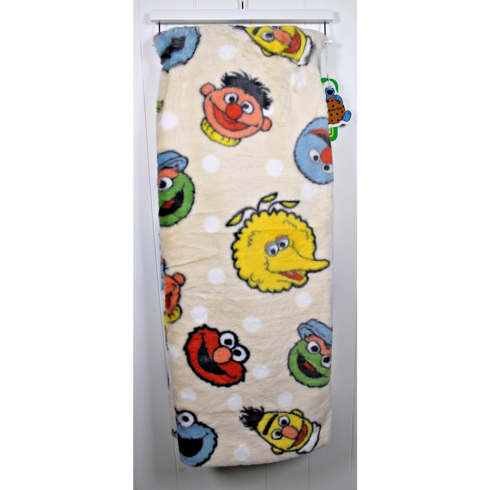 Sesame Street Elmo Big Bird Cookie Monster 50" X 70" Faux Fur Plush Blanket NWT