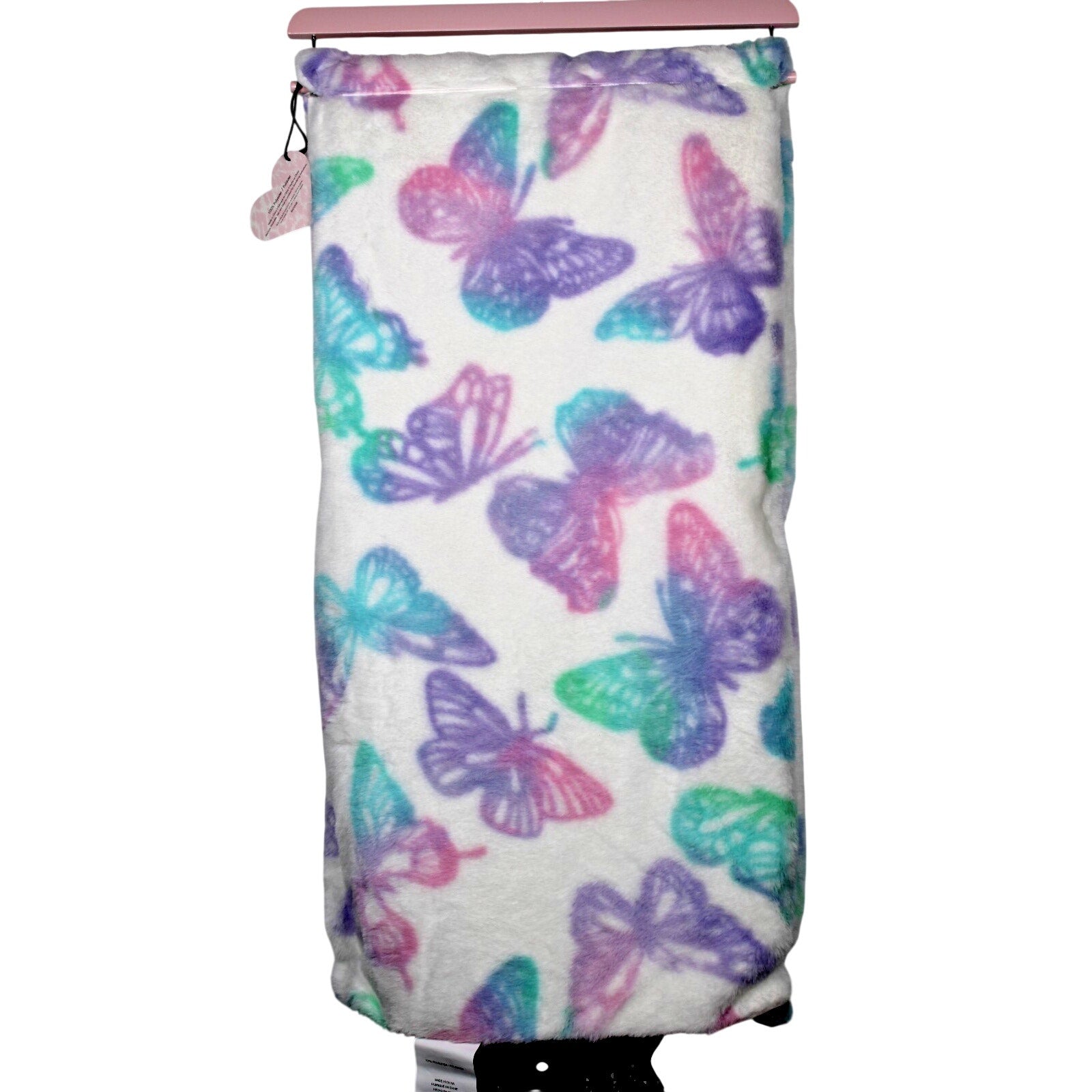 Betsey Johnson White with Butterflies Luxe Faux Fur Throw Blanket - Super soft