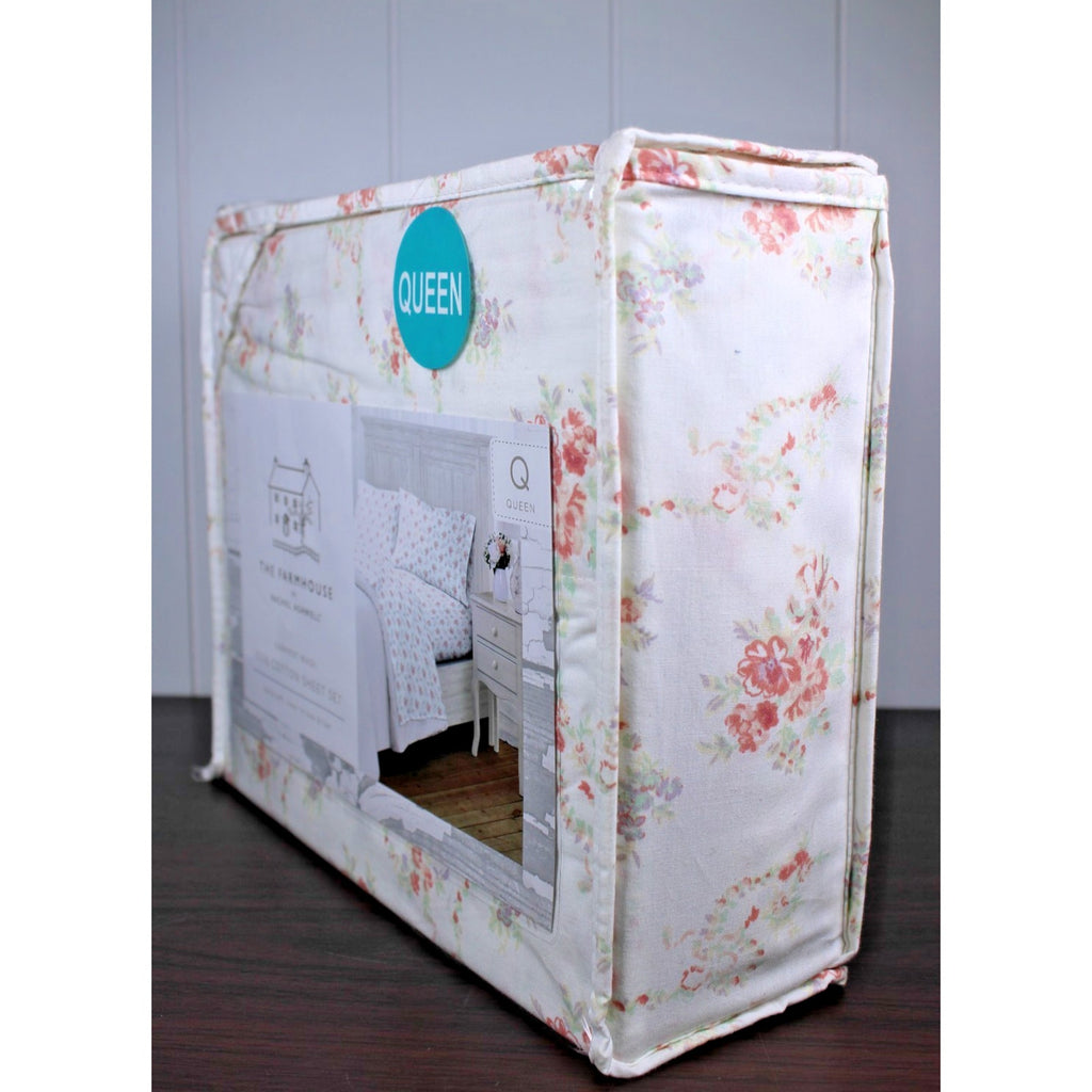 The Farmhouse Rachel Ashwell 100% Cotton Coral & Mint Floral QUEEN Sheets NEW