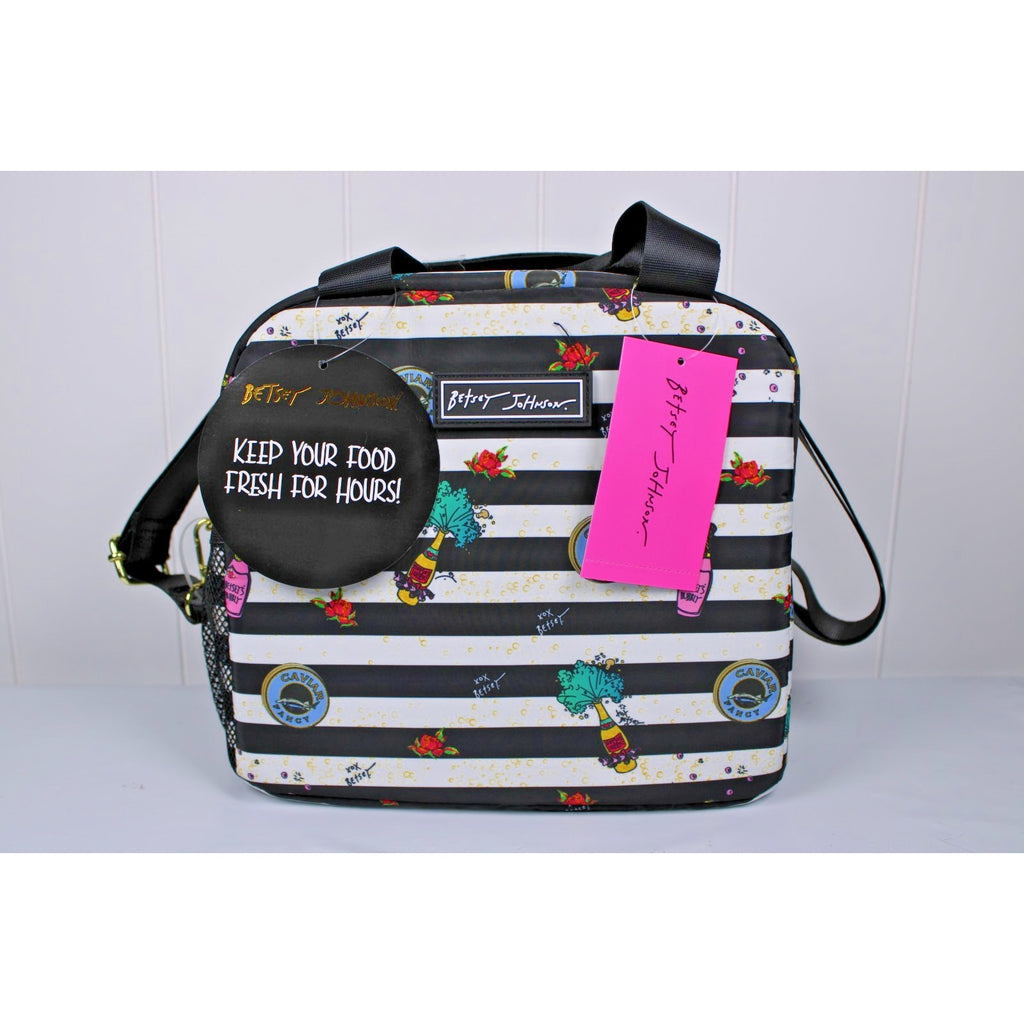 Betsey Johnson Champagne, Roses, Caviar, Isolated Top Handle Lunch Tote Large.