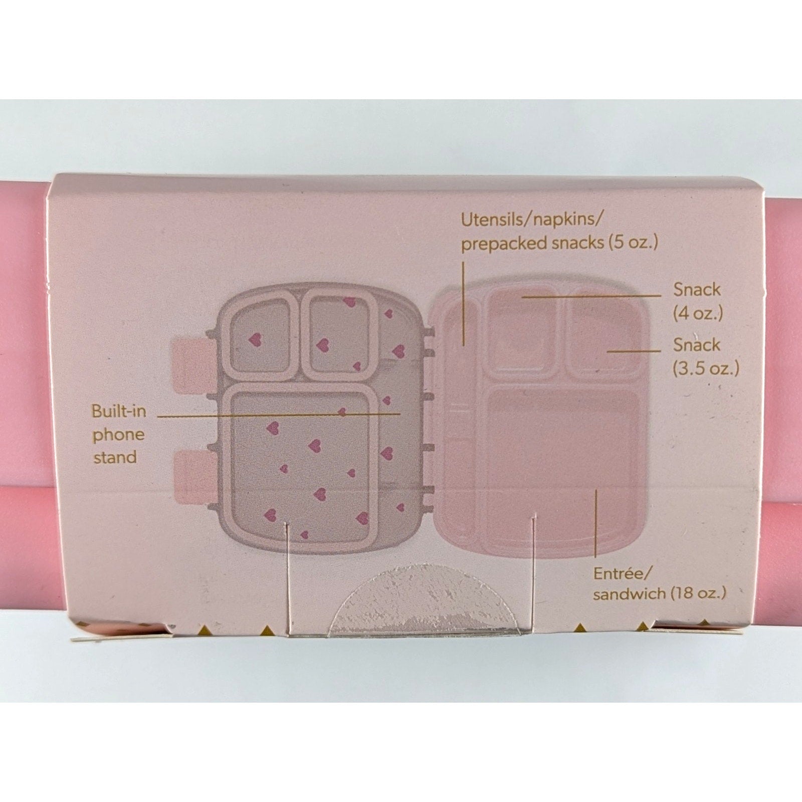 Paris Hilton Bento Style Box 4 Compartment Lunch Box Pink Hearts NEW