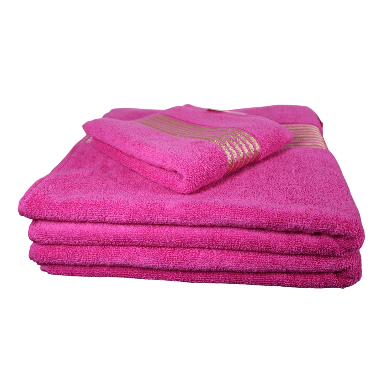 Juicy Couture Towels Pink With Gold Stripes 3psc. 2 Towels, 1 Hand Towel