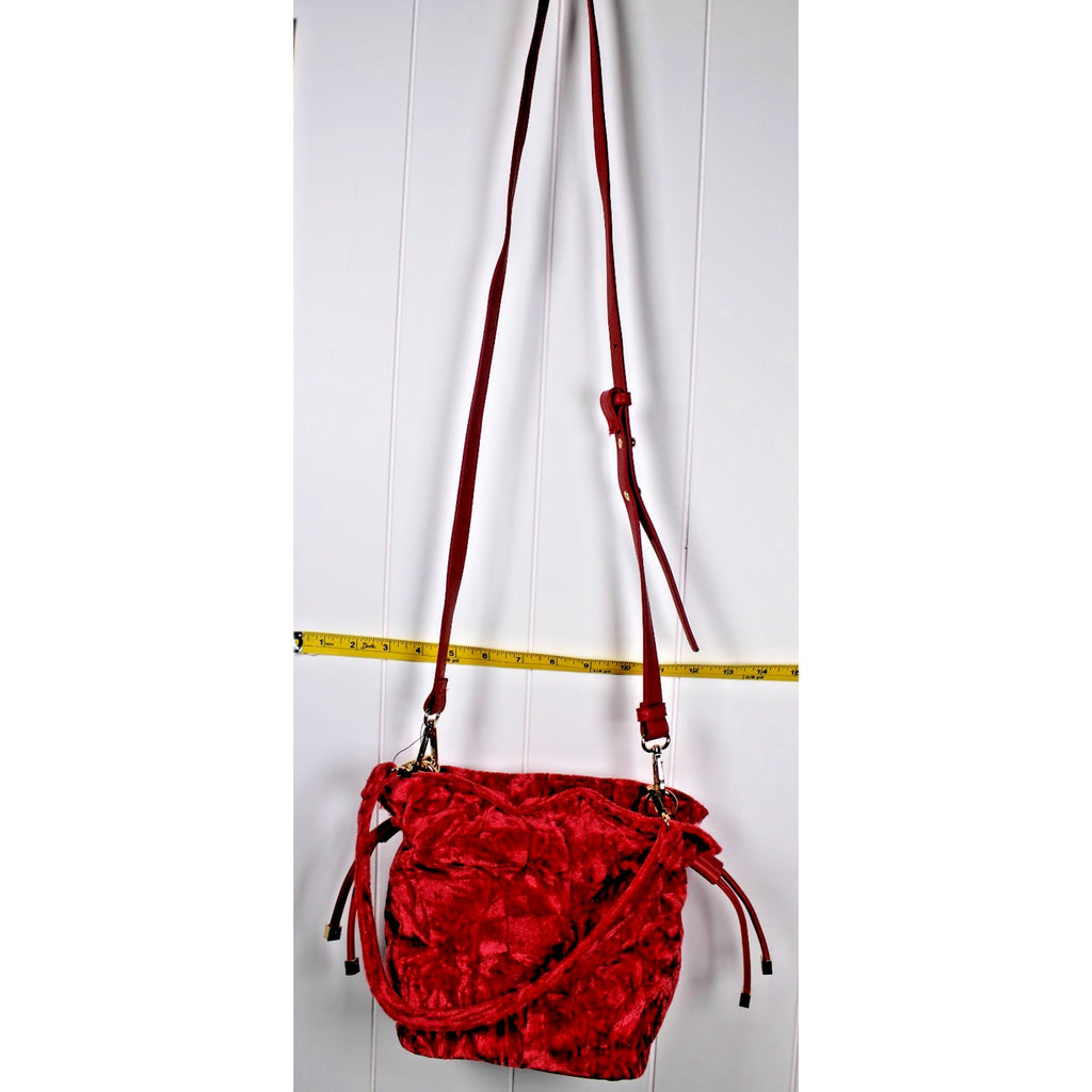 INC International Concepts Meliss velvety bucket crossbody bag - RED PEPPER