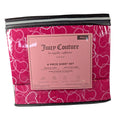 Juicy Couture Full 6pc Sheet Set, Juicy Monogram, Rose Pearl Hearts, Pink Chain