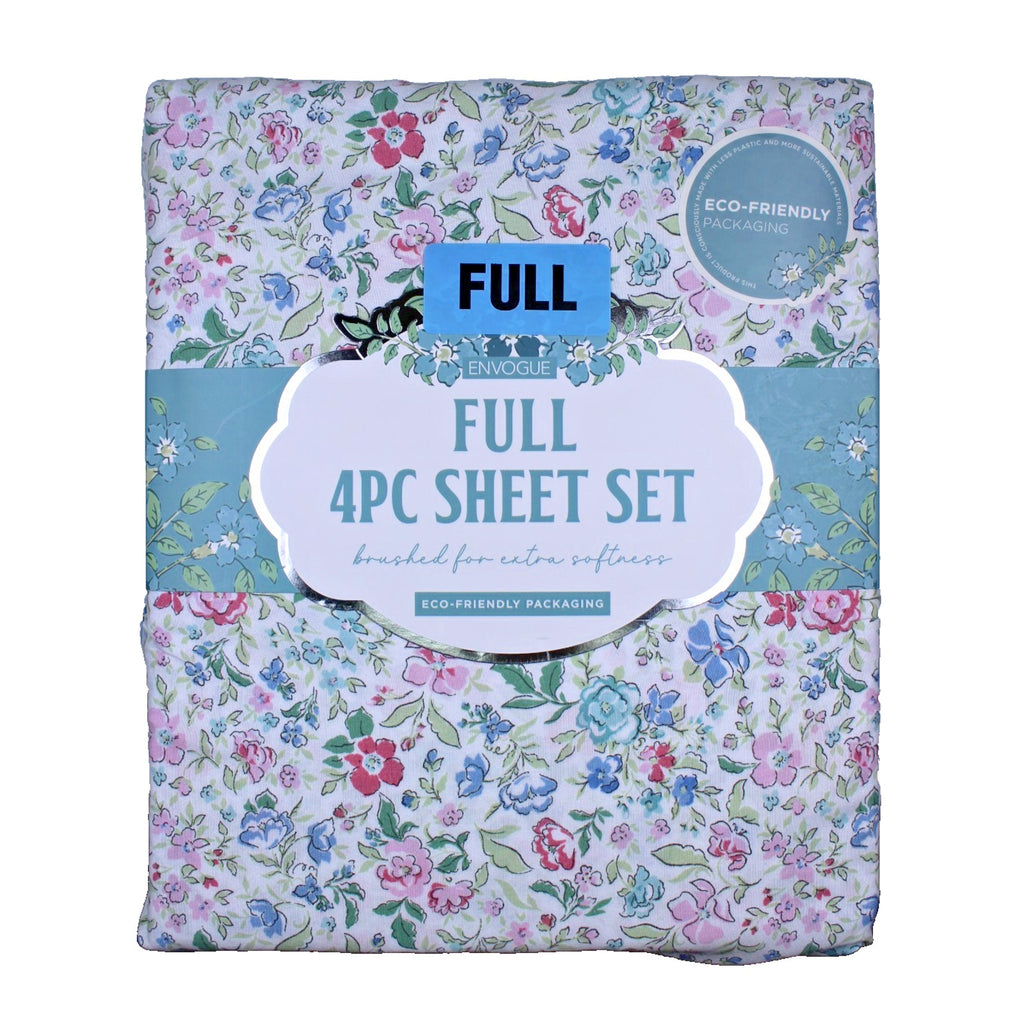 Envogue Brushed Full Sheet Set Wildflower Garden Farmhouse Shabby Chic Cottage