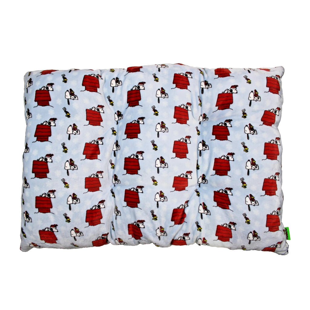 PEANUTS Santa SNOOPY WOODSTOCK doghouse 39"x26"x5" Christmas Lg Dog Cat Pet Bed