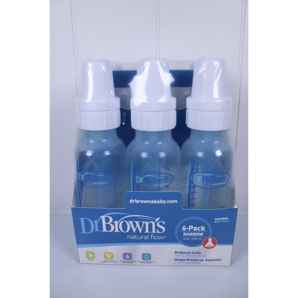 Dr Brown's Natural Flow 6-Pack Narrow - 8oz, Blue
