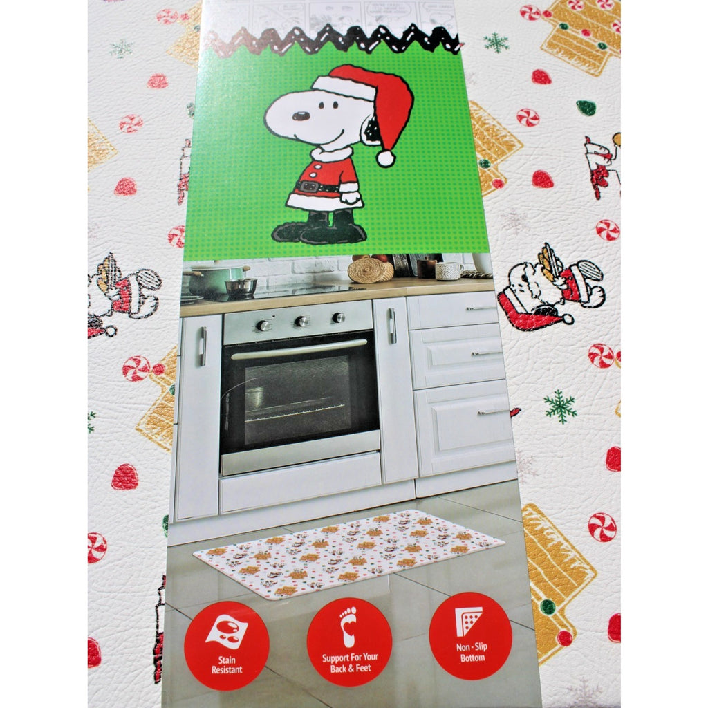 Peanuts Anti Fatigue Kitchen Mat 18”x30” Snoopy Christmas Gingerbread Doghouse