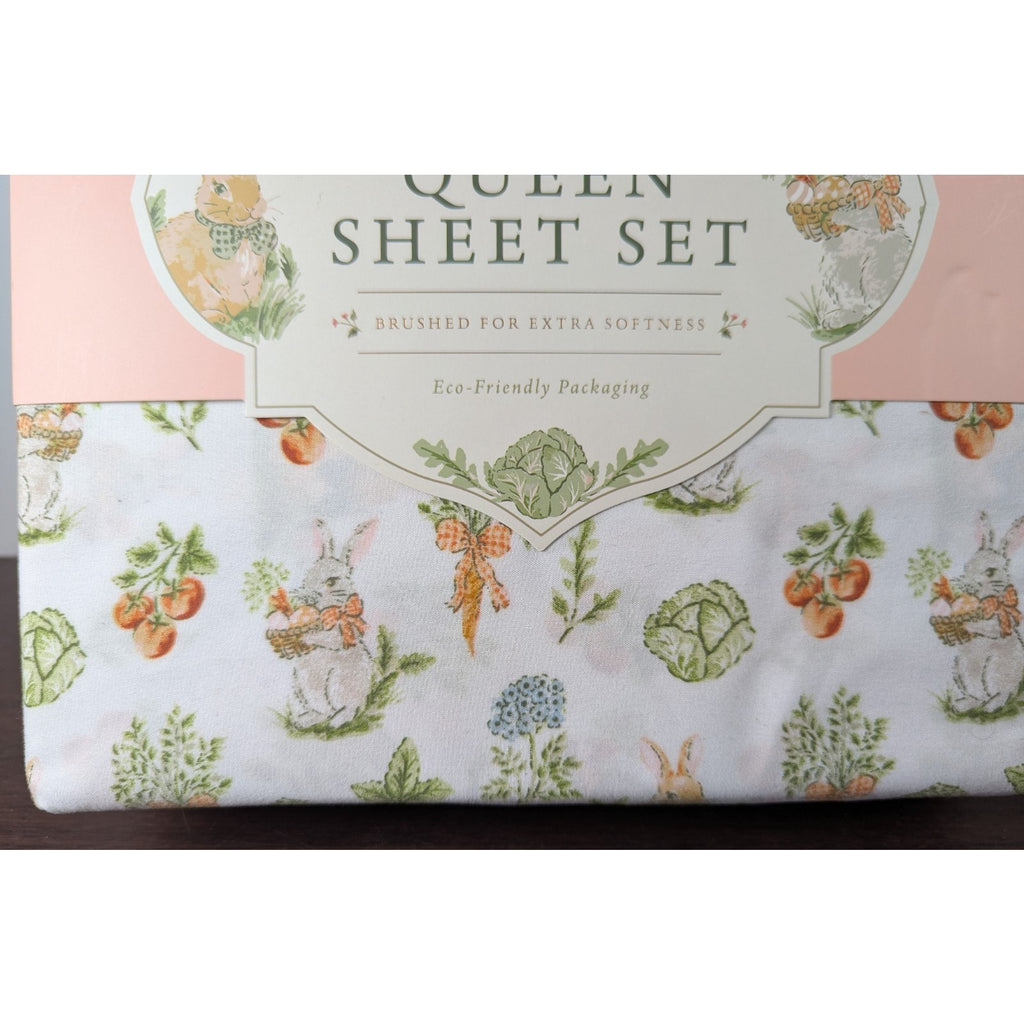 EN VOGUE EASTER BUNNY QUEEN SHEET SET 4 PIECE, BRUSHED EXTRA SOFT