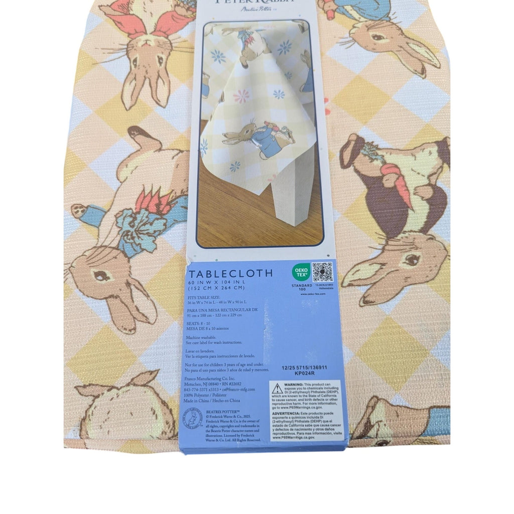 PETER RABBIT BEATRIX POTTER 60 X 104 INCHES CLOTH TABLECLOTH NEW EASTER SPRING