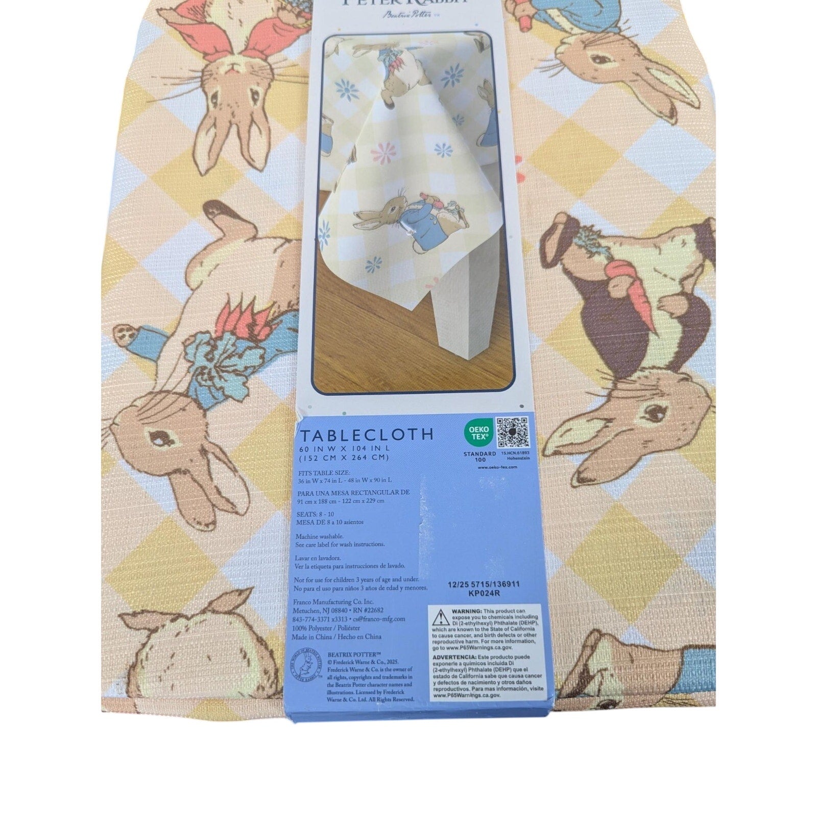 PETER RABBIT BEATRIX POTTER 60 X 104 INCHES CLOTH TABLECLOTH NEW EASTER SPRING