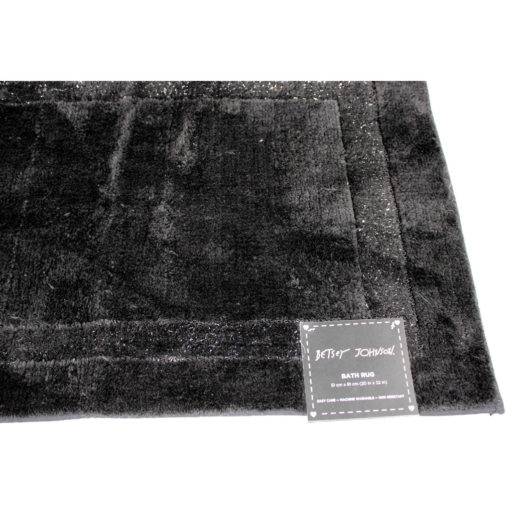 Betsey Johnson Black with Sliver tinsel accent trail Bath Rug 20 x 32 NEW