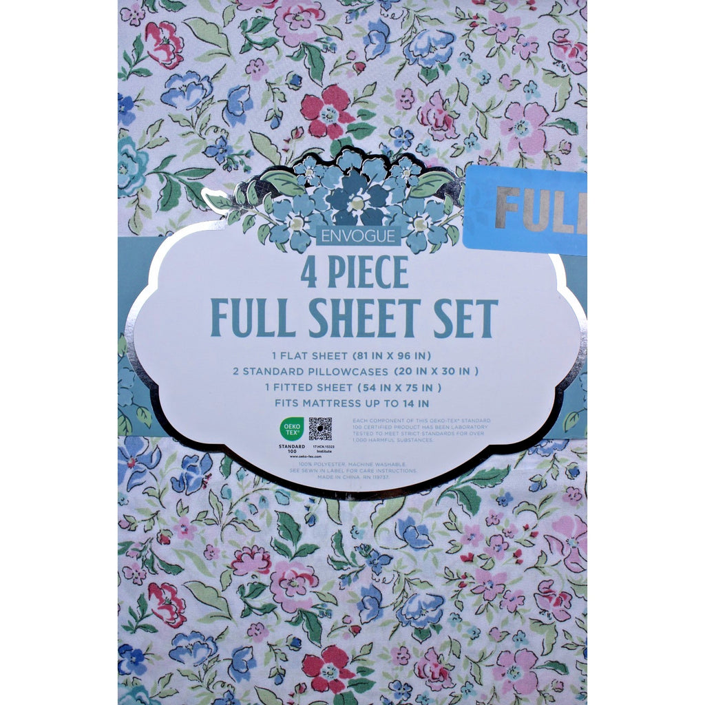Envogue Brushed Full Sheet Set Wildflower Garden Farmhouse Shabby Chic Cottage