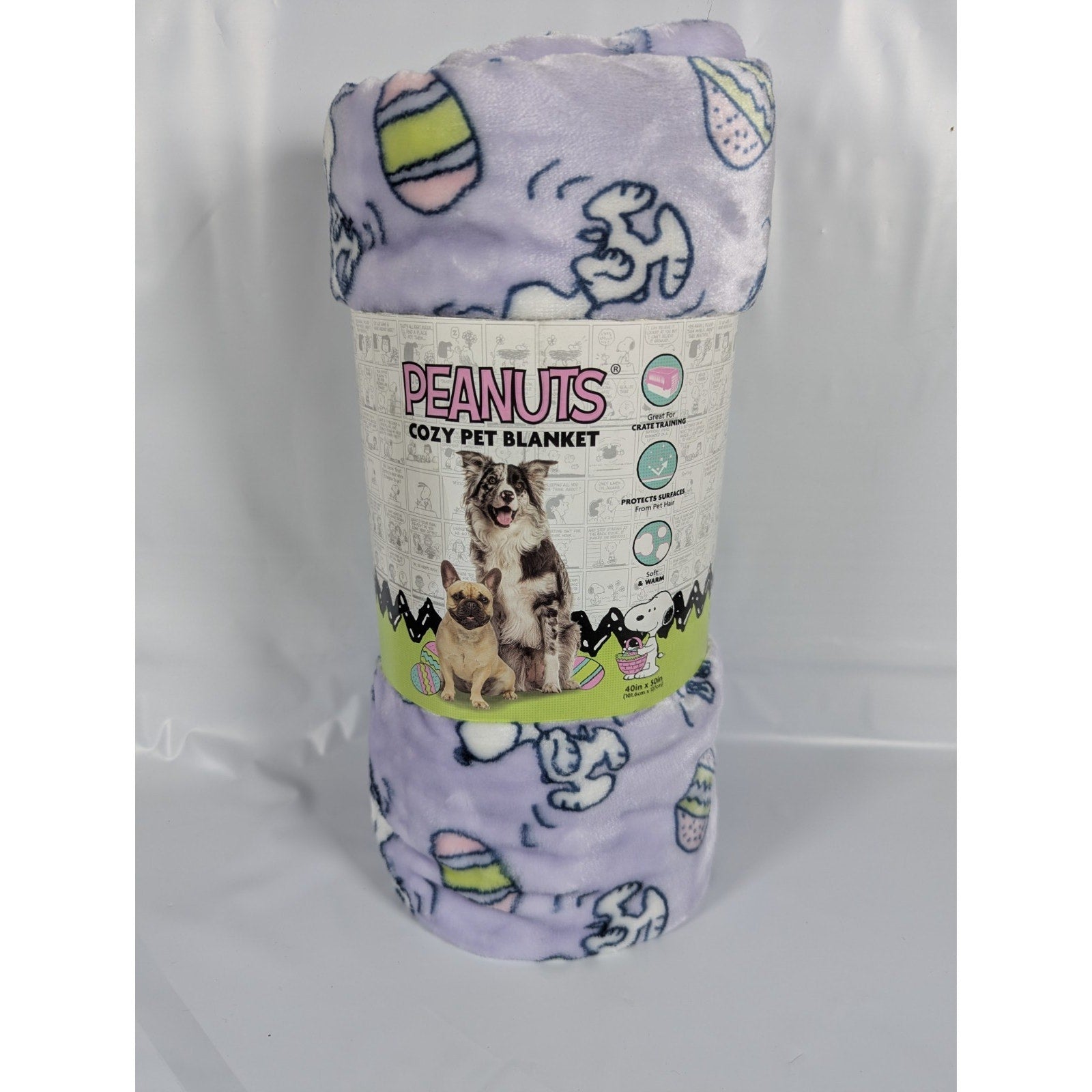 PEANUTS Cozy Sherpa Blanket for Pets - Snoopy, Easter Eggs, Bone, 40” X 50” NEW