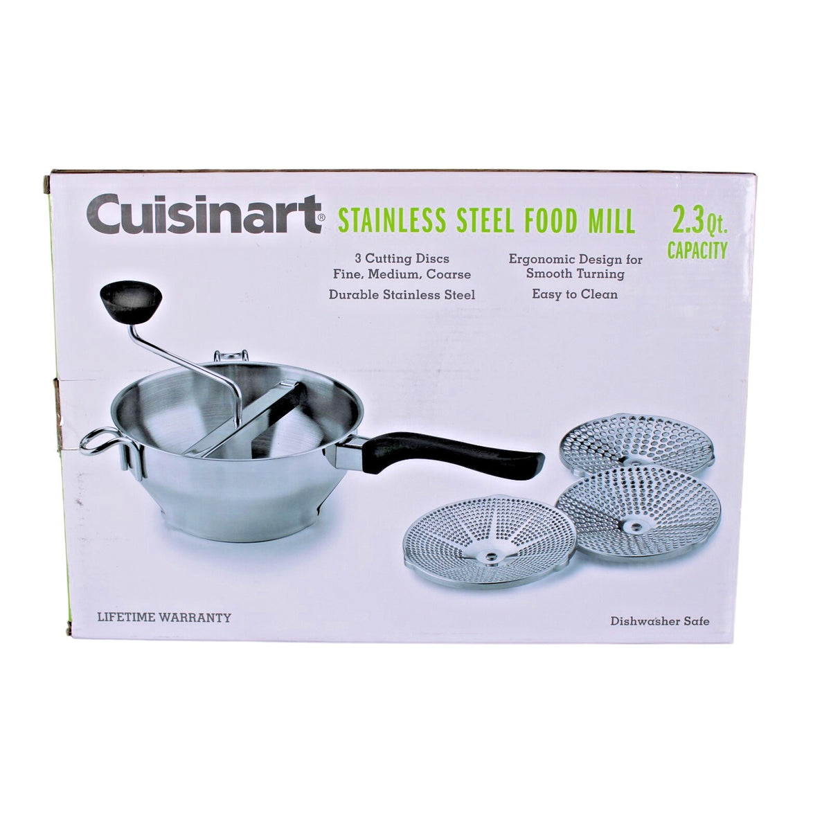Cuisinart Stainless Steel Food Mill 2.3 Qt-3 Cutting Discs Fine, Medium, Coarse
