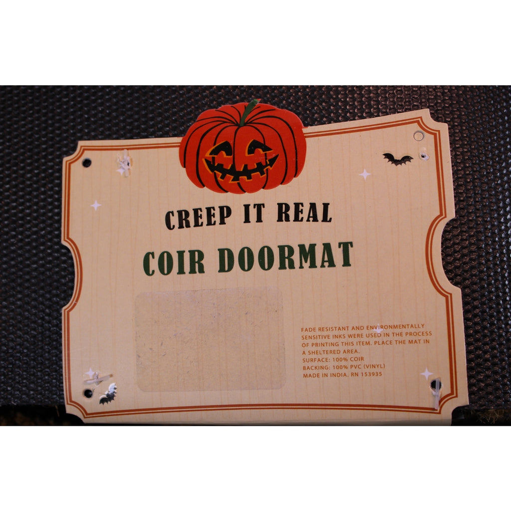 CREEP IT ALL - Spiders Coir Doormat Halloween Black Cobweb, 20x32, Non-slip