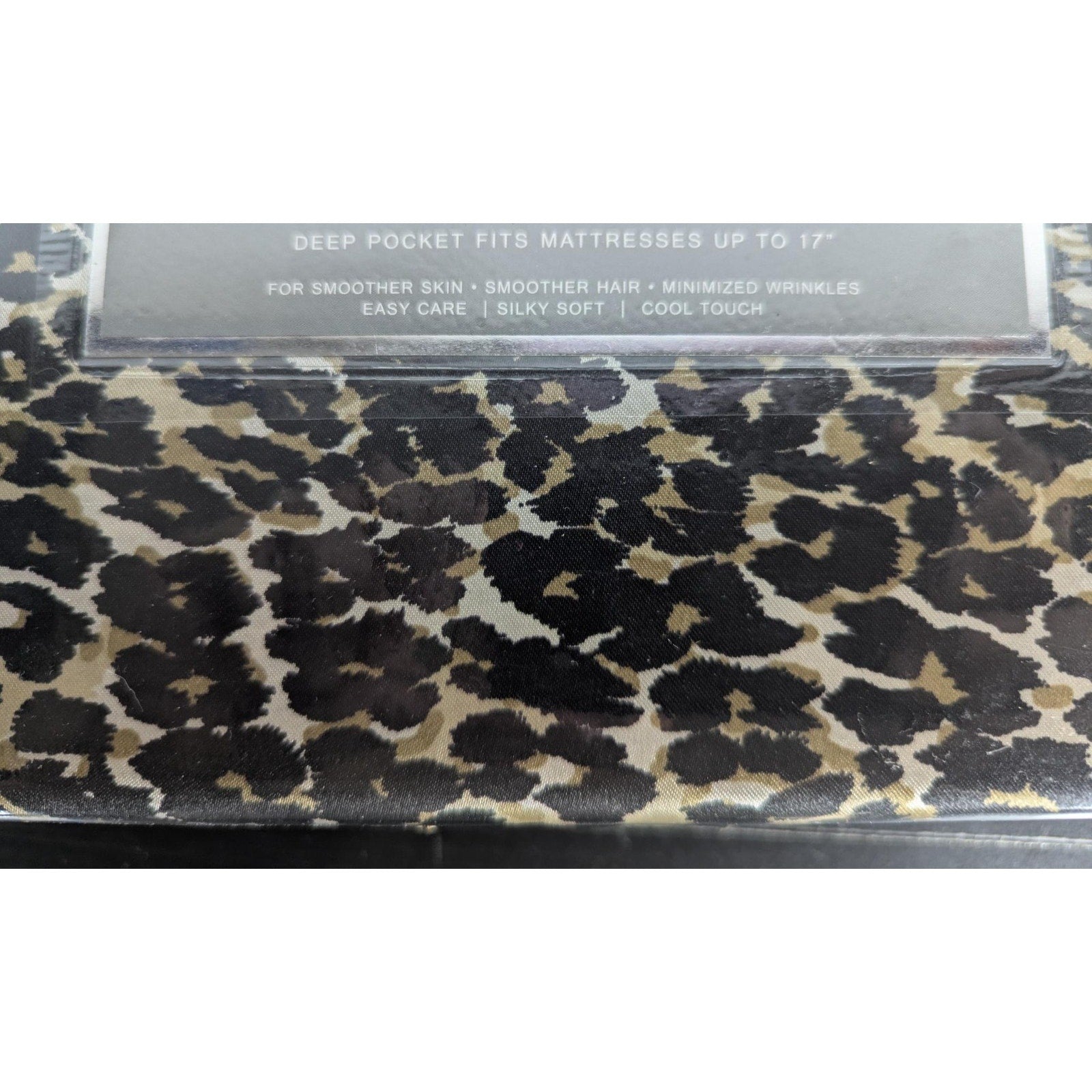 Nicole Miller Studio Luxury Satin KING Sheet Set 4 Pc Leopard Cheetah - New