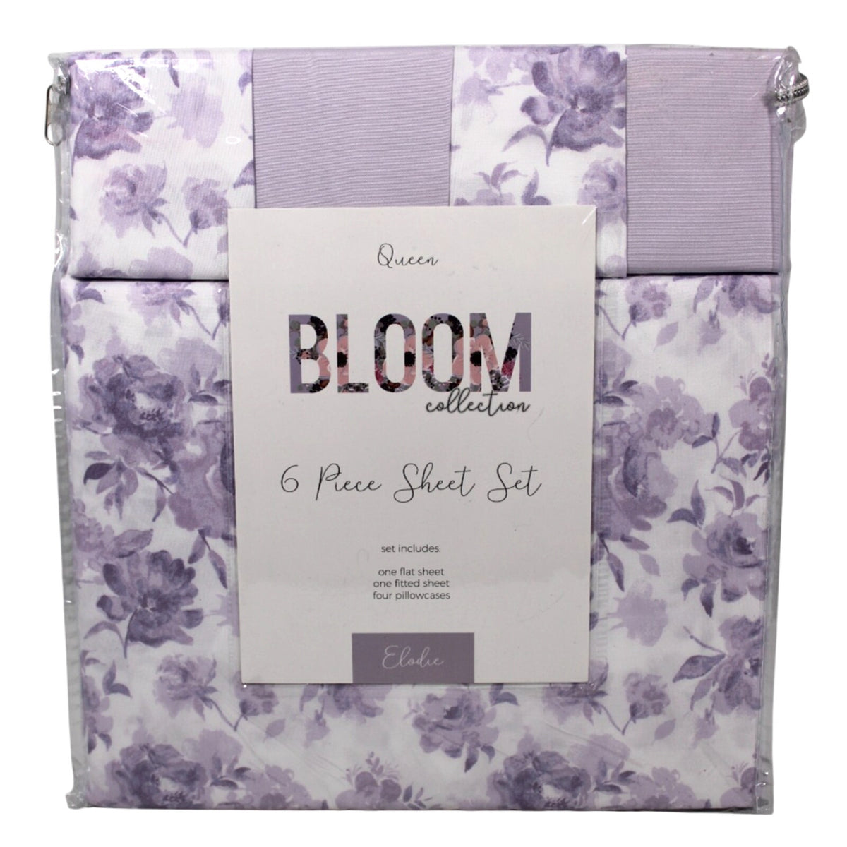 Bloom Collection 6 Pc Queen Sheet Set Purple Floral