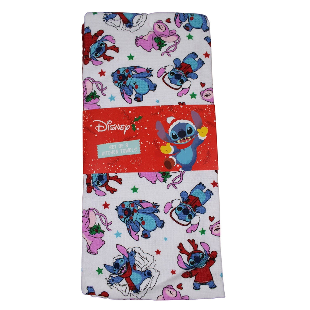 Disney Stitch & Angel Cotton Kitchen Towels – Set of 3 – Christmas Holid fun day