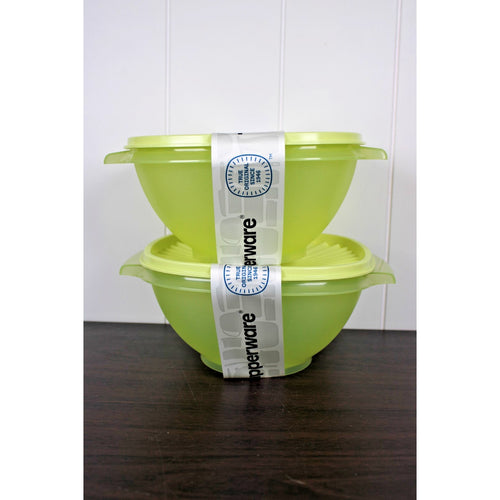 2pc Tupperware Servalier Bowl 5.25/ 1.3L Cups Lemon/Lime With Matching Seal