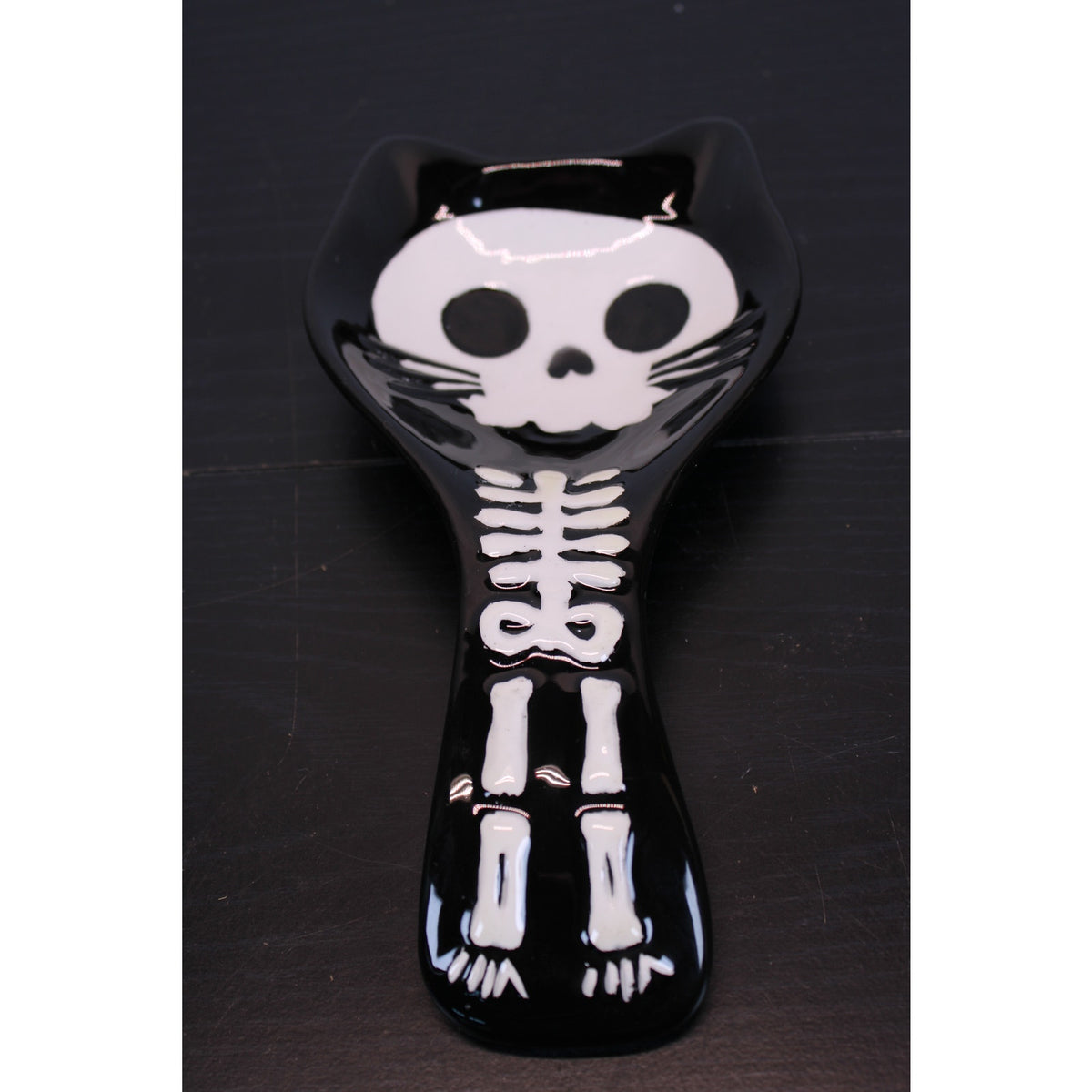 Jack O' Lantern Lane Halloween Skeleton Cat Spoon Rest 5"X10"  - NEW