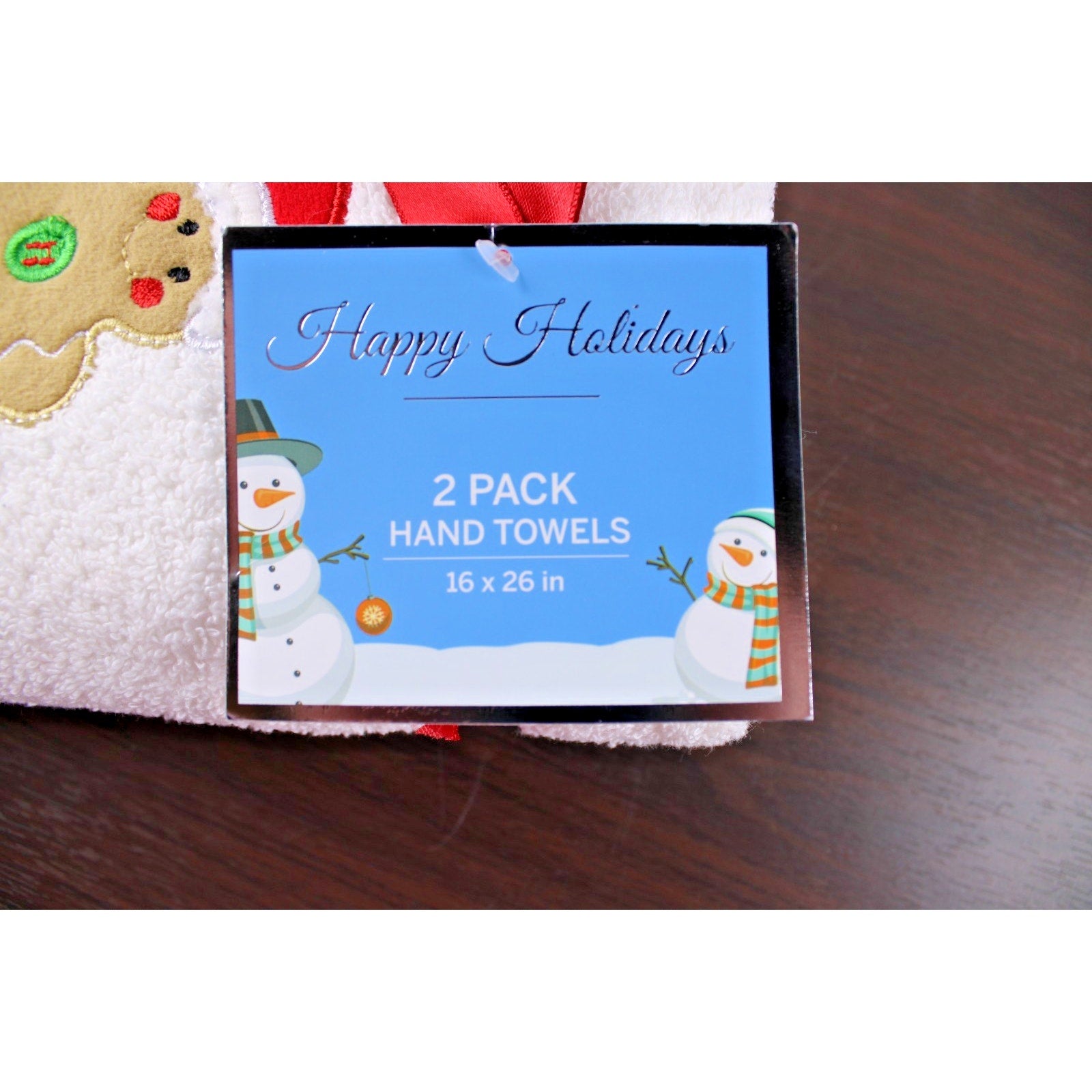 Gingerbread Man Santa Plush Set of 2 Embroidered Turkish Hand Towels ~ Farmhouse