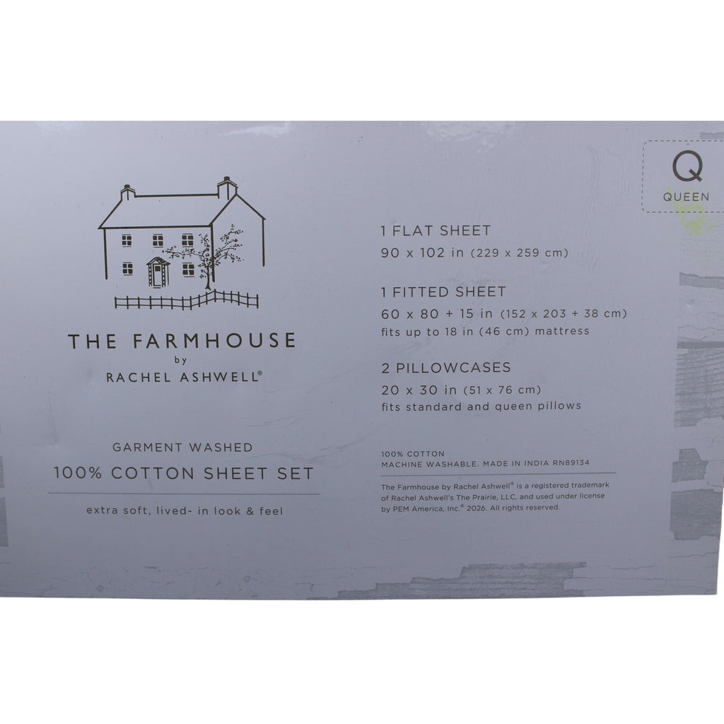 THE FARMHOUSE Rachel Ashwell 4 Pcs. Green/Pink Queen Sheet Set Roses & Bows