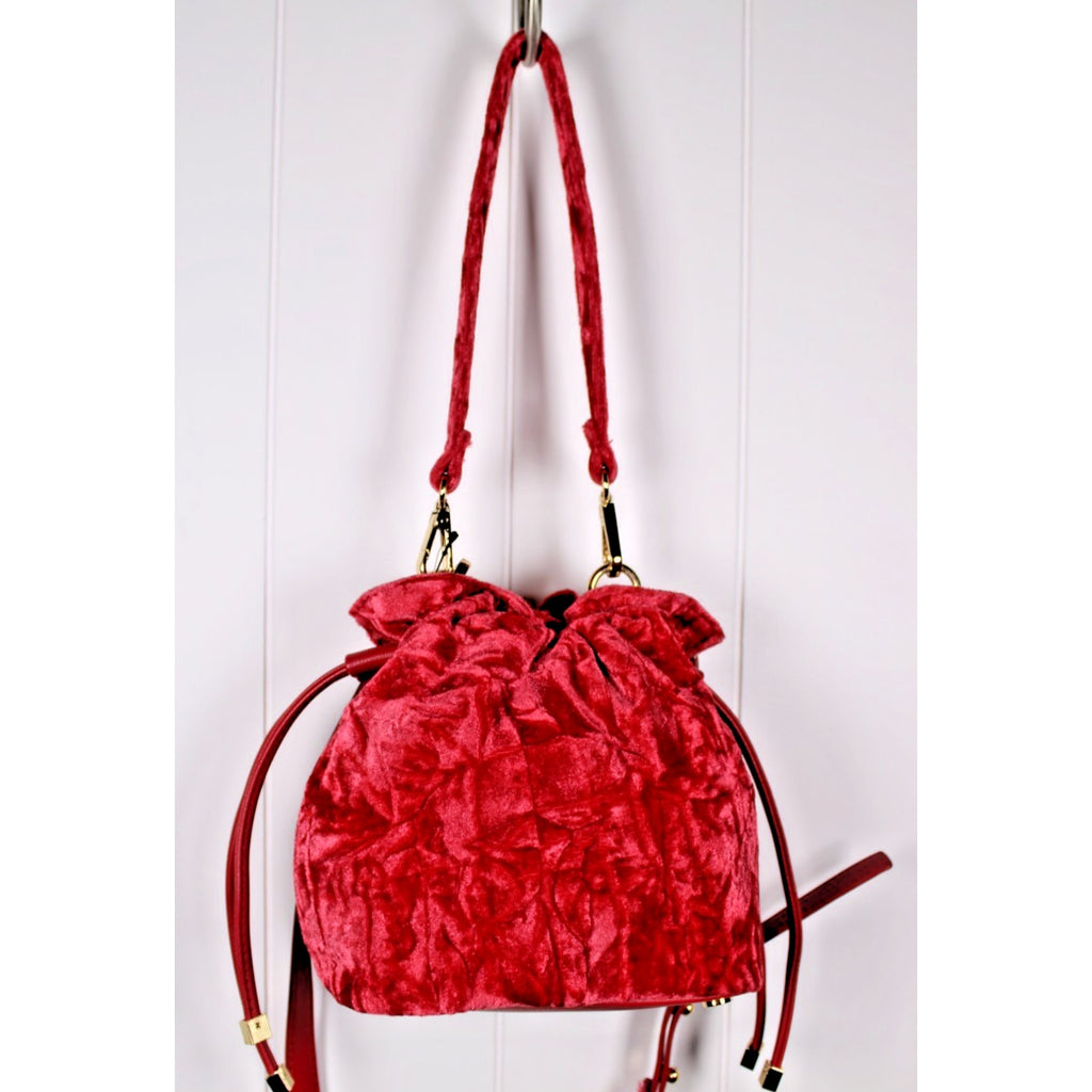 INC International Concepts Meliss velvety bucket crossbody bag - RED PEPPER
