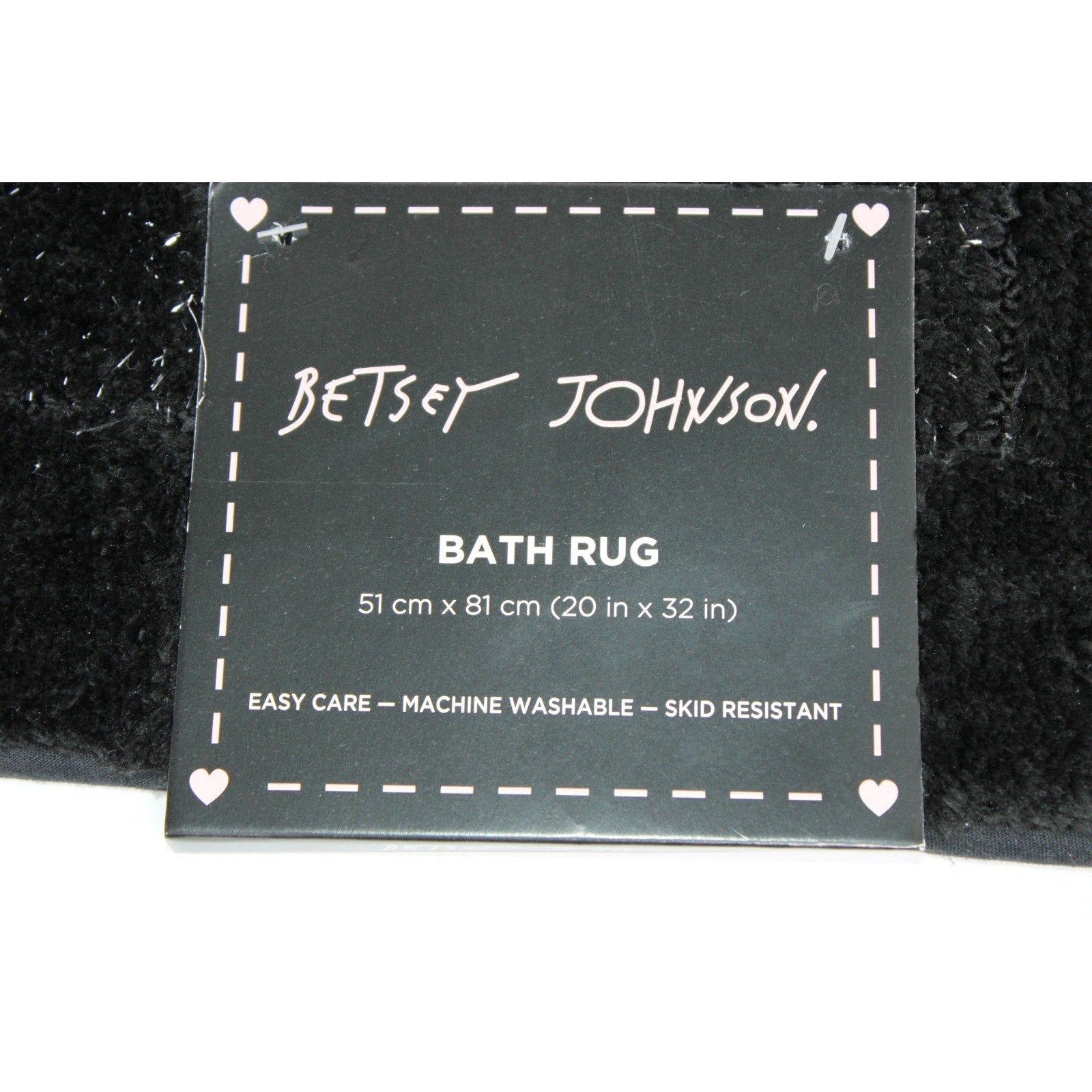 Betsey Johnson Black with Sliver tinsel accent trail Bath Rug 20 x 32 NEW