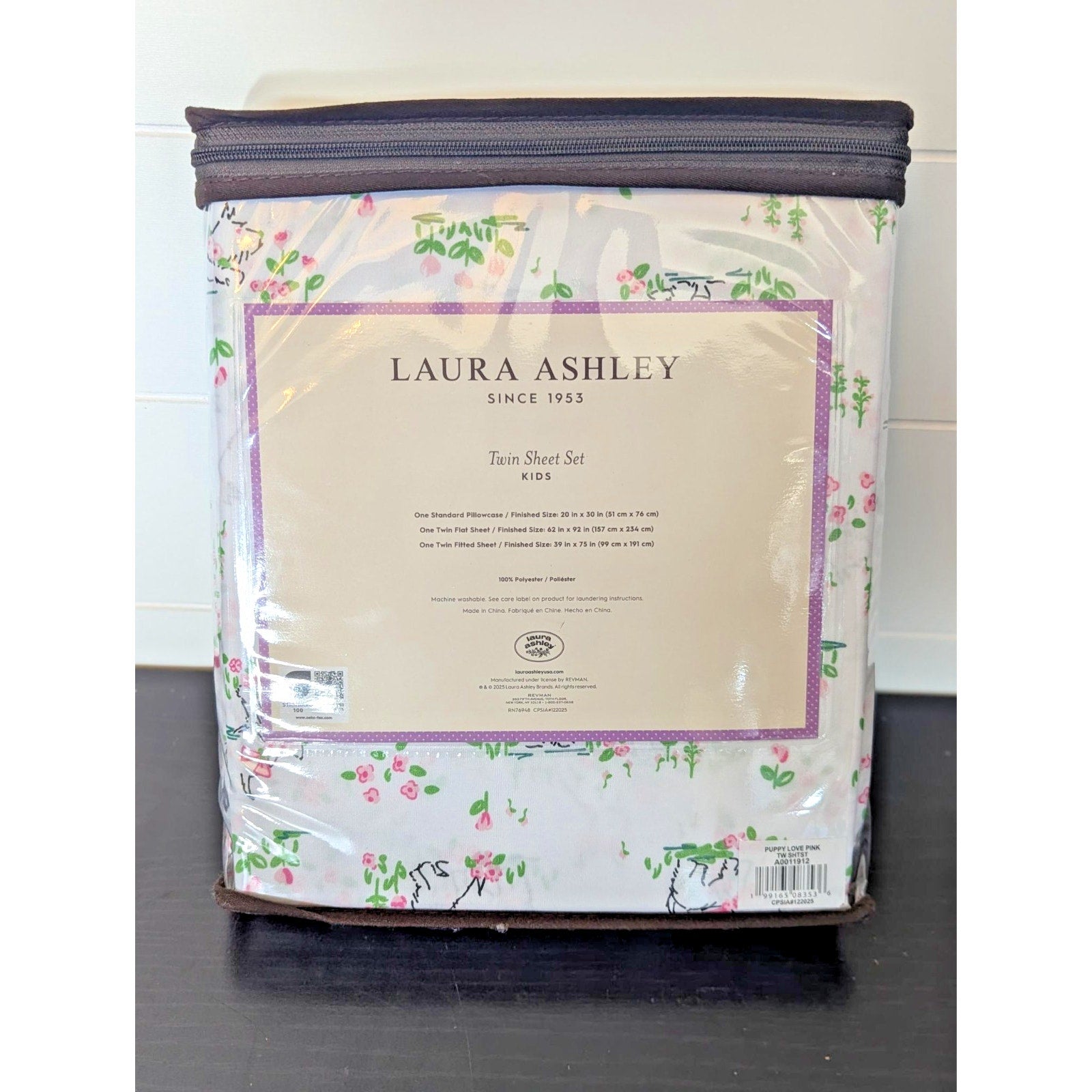 Laura Ashley Scottie Westie Dogs Flowers "Puppy Love" 3-pc TWIN Sheet Set