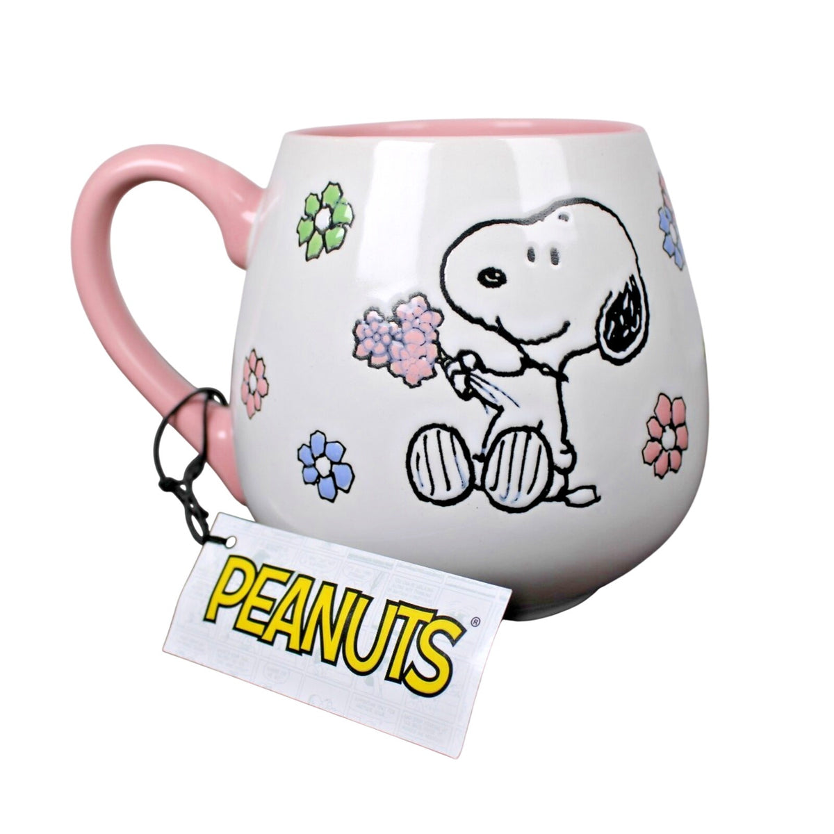 PEANUTS Snoopy FLOWERS Gibson Homeware 20oz Coffee Mug, Hot or Cold