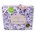 KINDRED HOME 4 PIECE Purple Floral DESIGN TWIN SHEET SET 1 EX PILLOWCASE