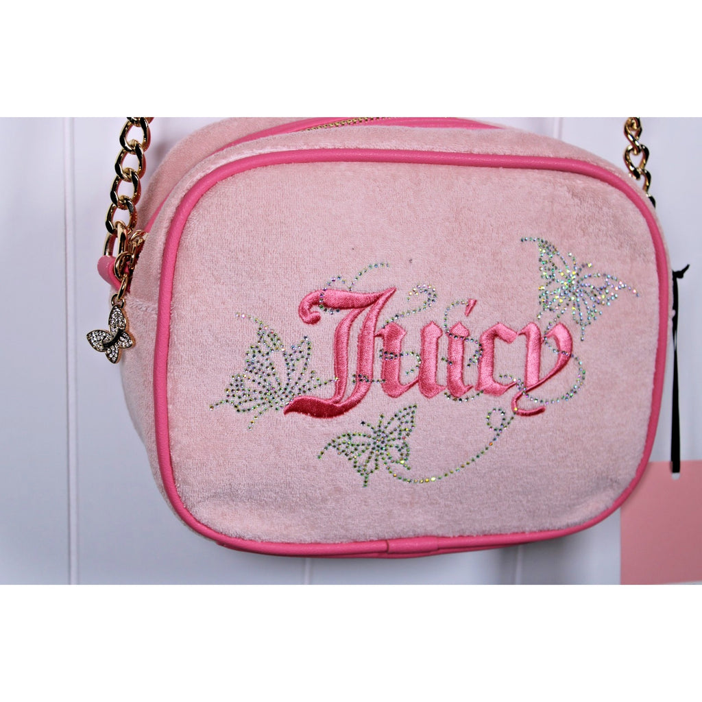 Juicy Couture Wingin It Crossbody Camera Bag Butterfly Design Pink Diamond NEW