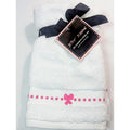 Betsey Johnson 2 Pk Fingertip Towels 11"x18" Pink Bows on White 100% Cotton