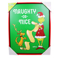 Grinch and Max Naughty -or- Nice Canvas Wood Framed Picture Art Wall Decor