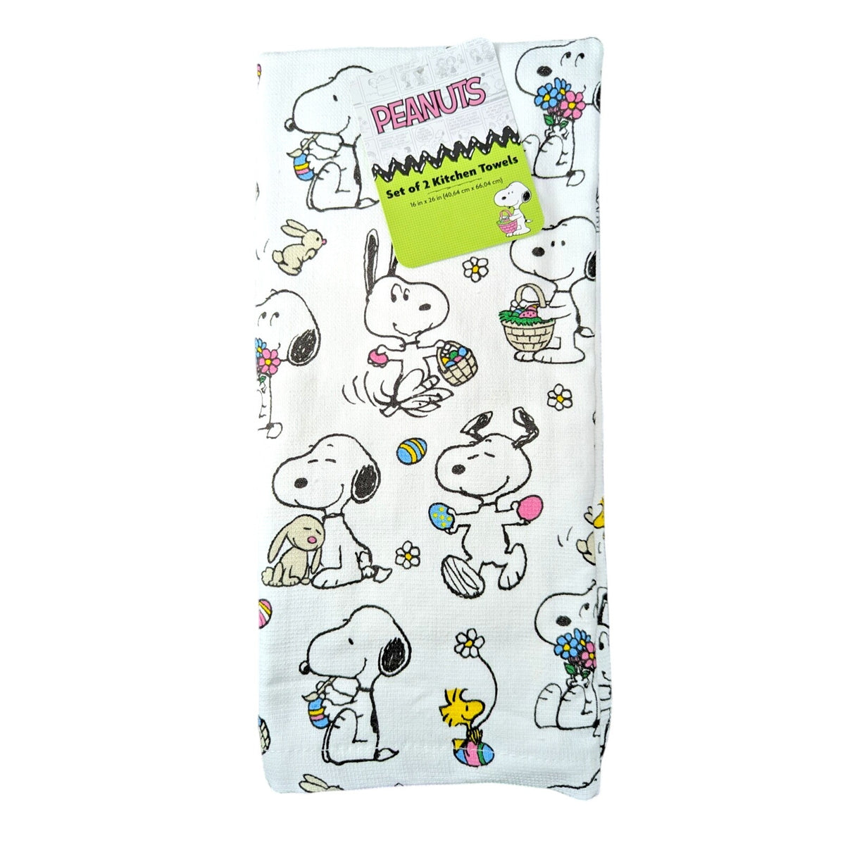 PEANUTS SNOOPY EASTER THEME 2 PACK KITCHEN HAND TOWELS NWT