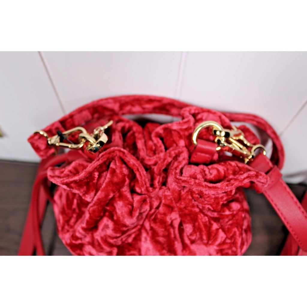 INC International Concepts Meliss velvety bucket crossbody bag - RED PEPPER