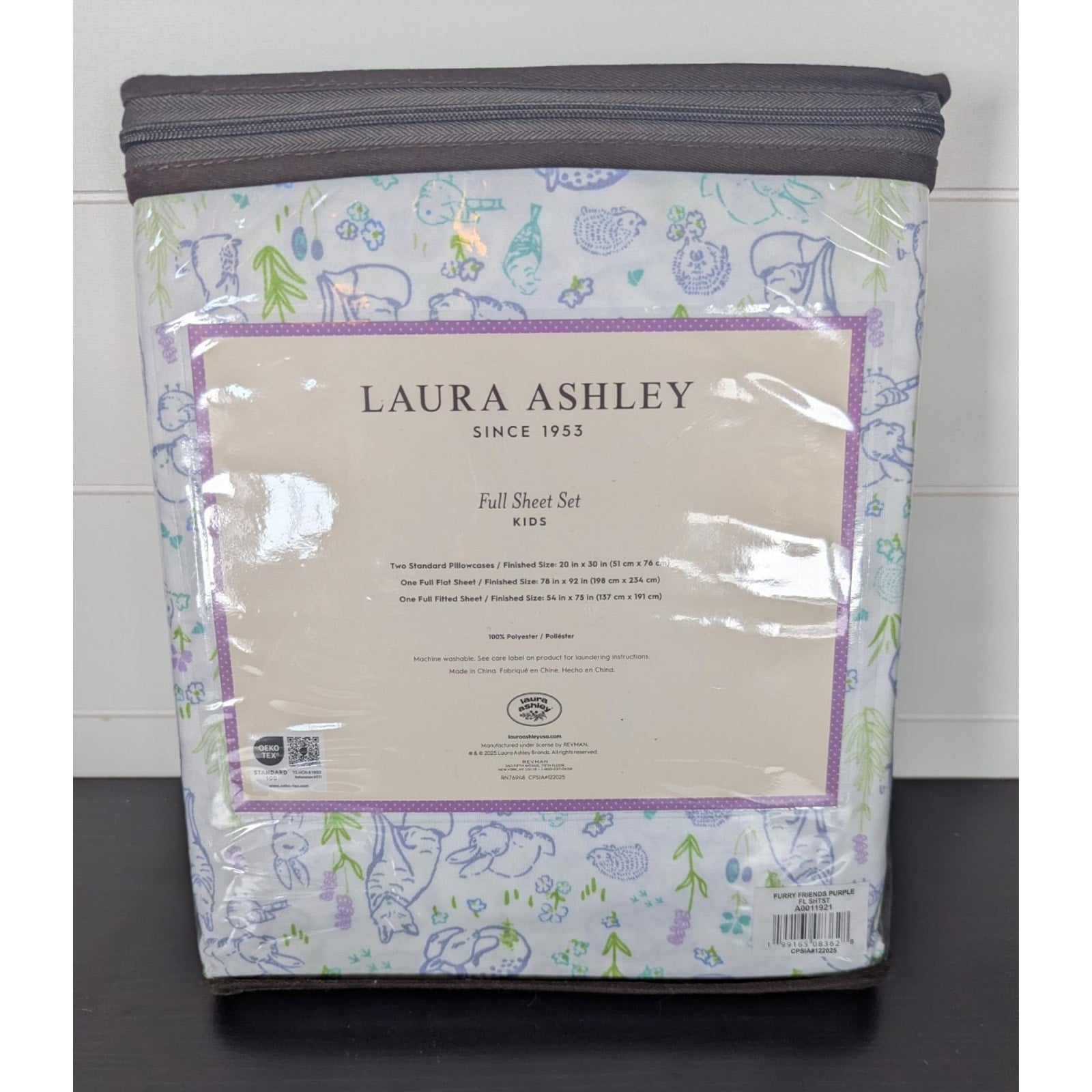Laura Ashley Spring Animal Flowers Furry Friends 3-pc FULL Sheet Set - New