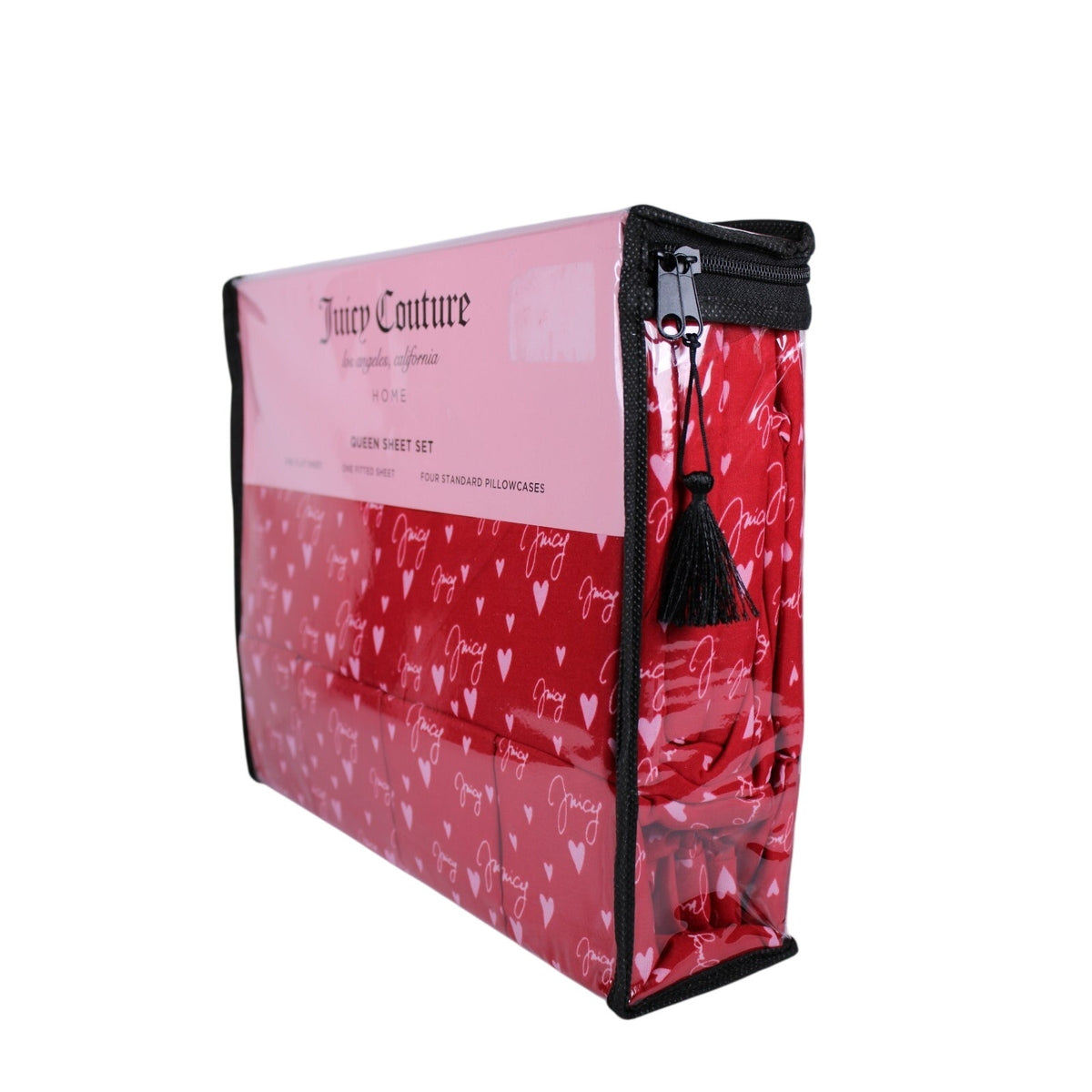 Juicy Couture Queen 6psc Bed Sheet Red, Juicy Logo, Hearts