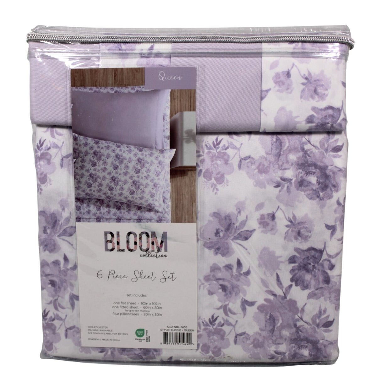Bloom Collection 6 Pc Queen Sheet Set Purple Floral