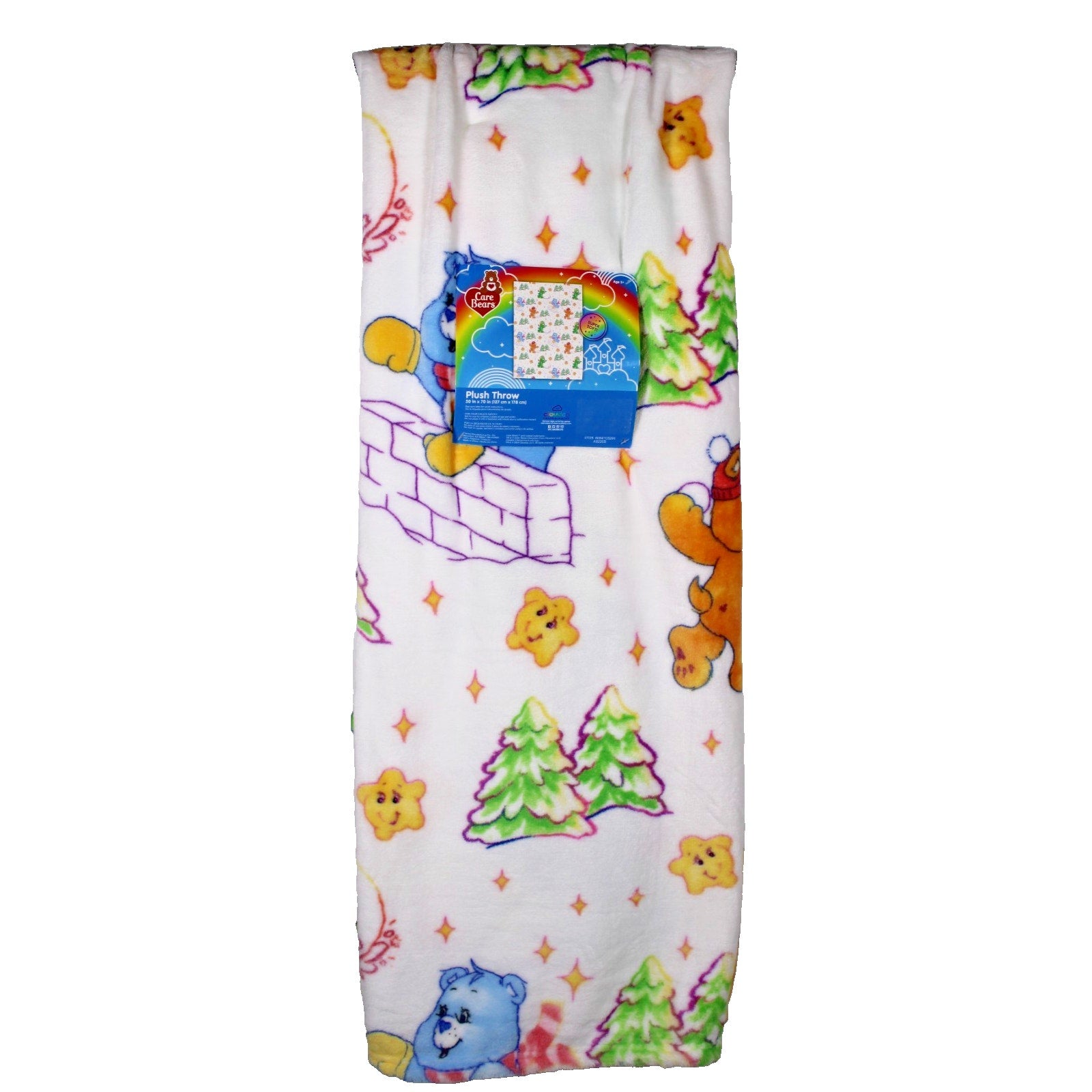 Care Bears Soft Throw Blanket Snowball Fight 50” X 70”