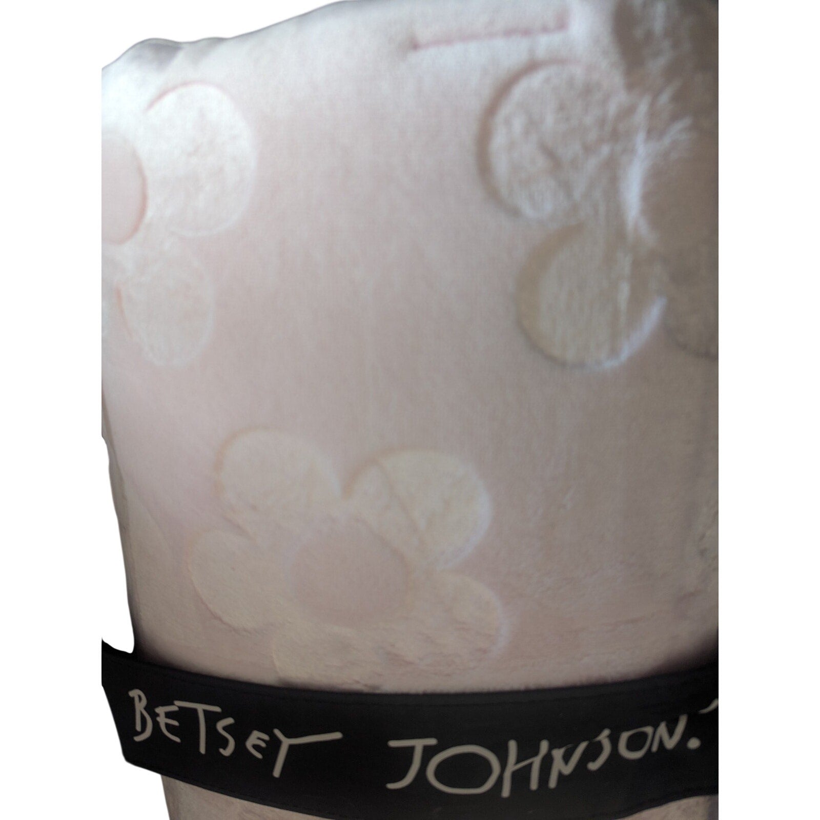 Betsey Johnson QUEEN Pink Flowers Embossed Velour 3 pc Comforter Set