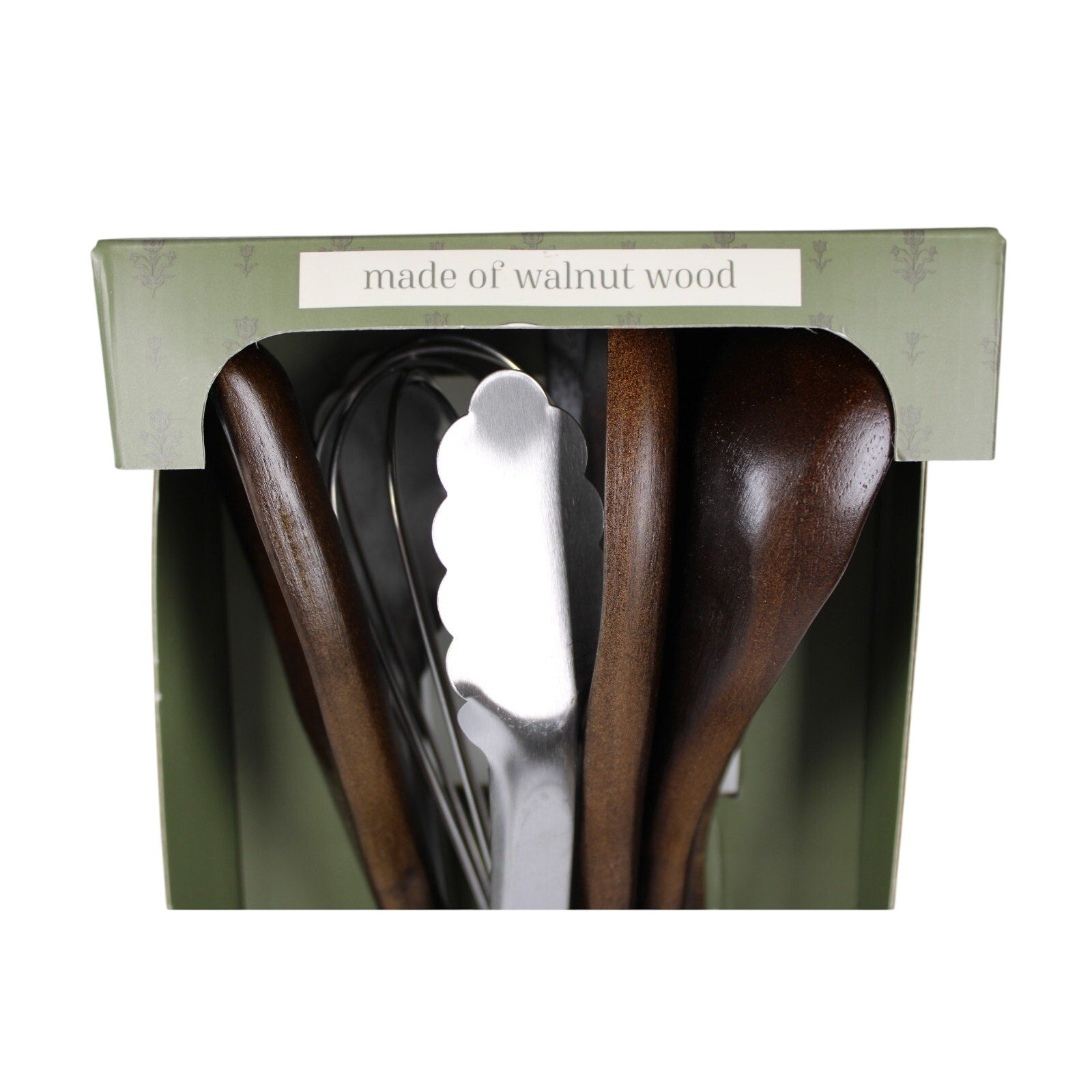 7-piece Walnut Wooden Kitchen Utensil Set - Includes a rotating holder