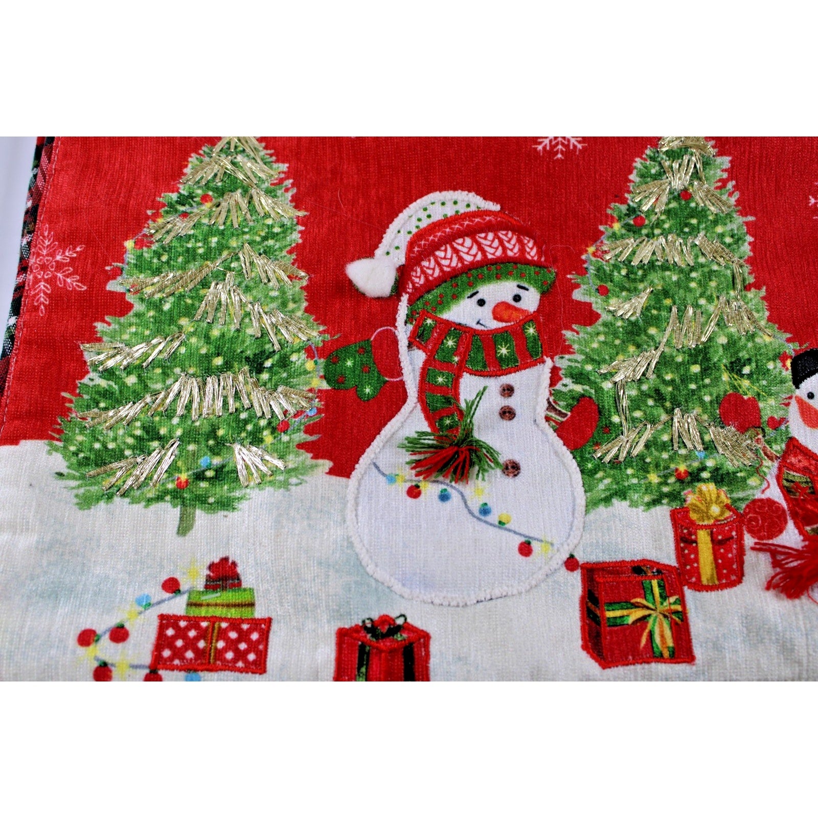 Set of 4 Christmas Tree Snowman Presents Snow Placemats 13x19 Handcrafted