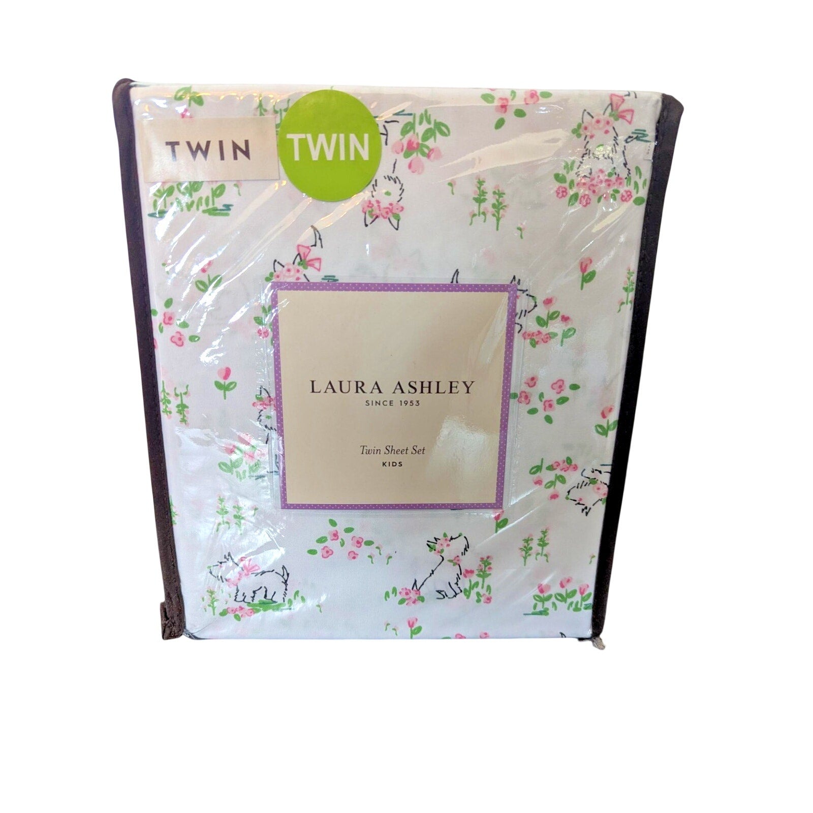 Laura Ashley Scottie Westie Dogs Flowers "Puppy Love" 3-pc TWIN Sheet Set