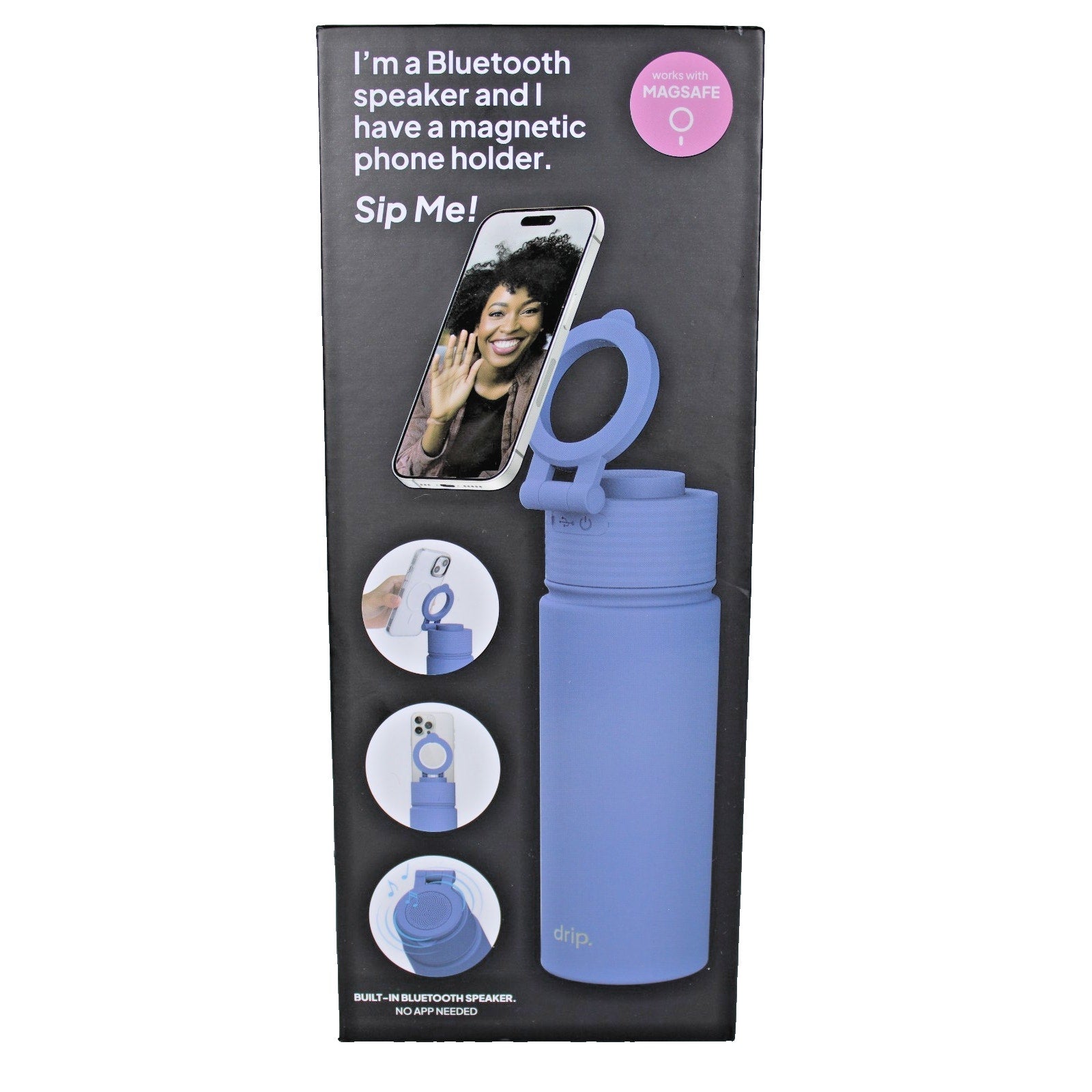 Drip All In One Bluetooth Speaker & Magnetic Holder 17oz. Magsafe Bottle -Blue