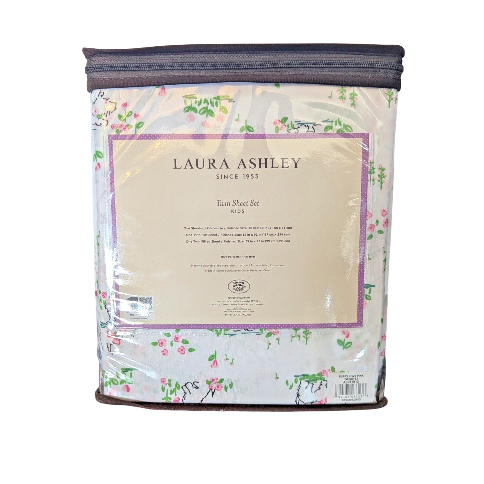 Laura Ashley Scottie Westie Dogs Flowers "Puppy Love" 3-pc TWIN Sheet Set
