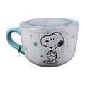 Peanuts Snoopy Microwave Soup Ramen Bowl Mug Vent Lid 25 oz Aqua Teal Turquoise